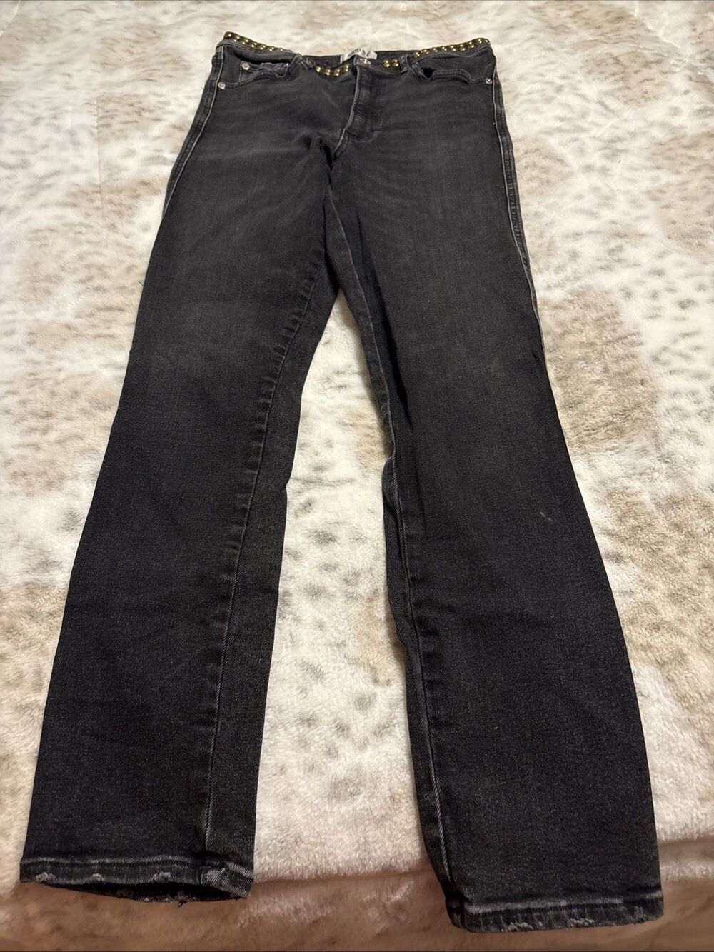 Agolde Women’s Studded Waist Jeans High Rise Straight Leg Size 30